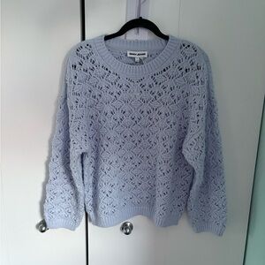 DKNY Light Lavender Open-Knit Crewneck Sweater